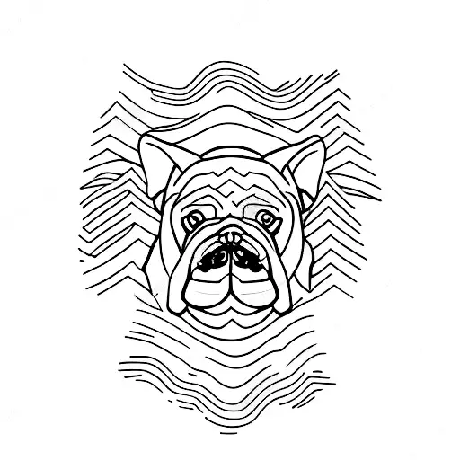 A Minimalist Tattoo Of A Hiking Trail Winding Through A Forest With A Bulldog At The End