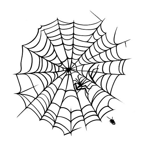 Spider Attached To Web By Thread