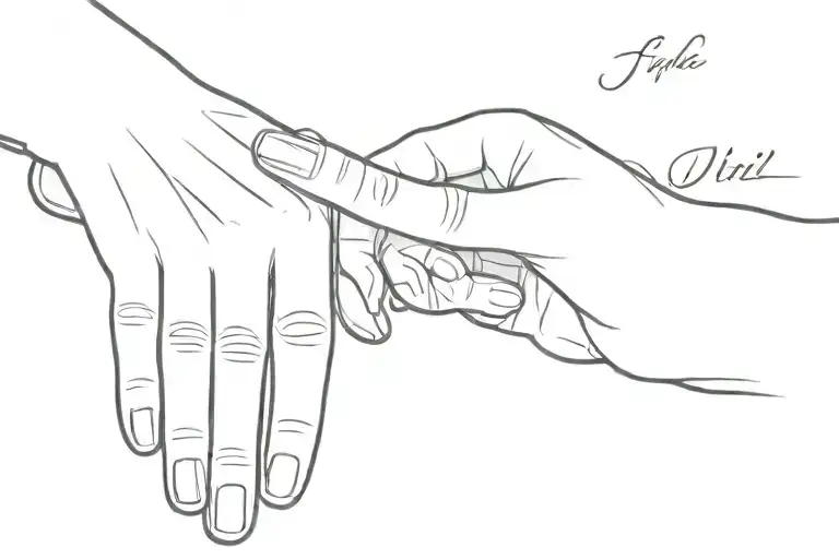 Create A Tattoo Of A Daughter And Moms Hand With Name Vijju Into The Design