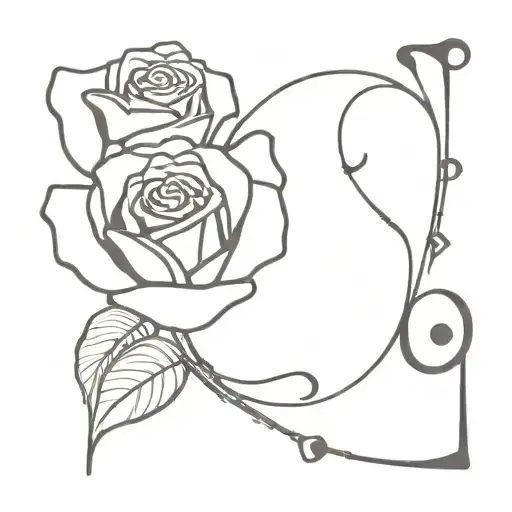 A Minimalist Tattoo Of A Rose Intertwined With Musical Notes