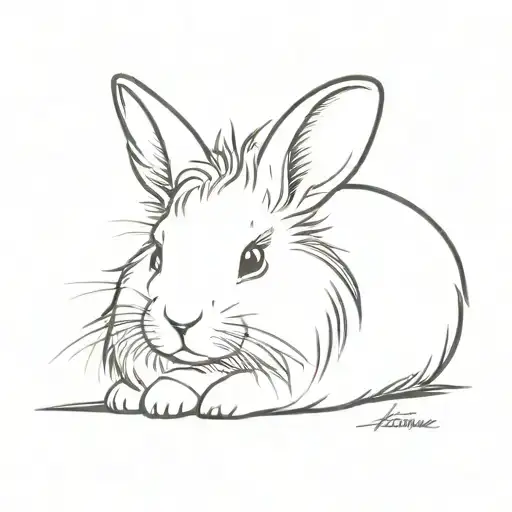 Small White And Black Lionhead Rabbit Lounging