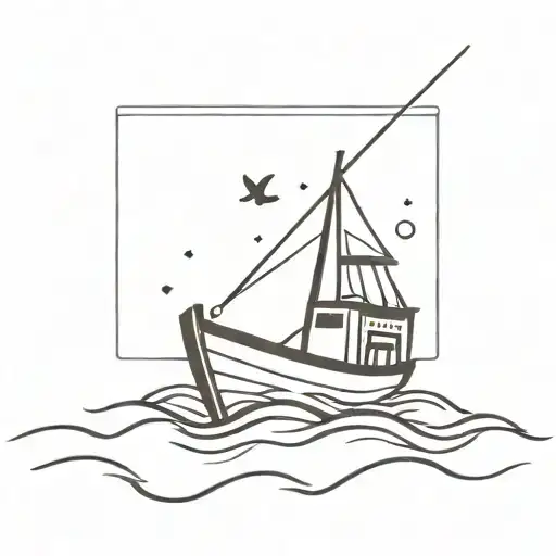 A Fishing Boat Going Through Water With Coordiantes Underneath