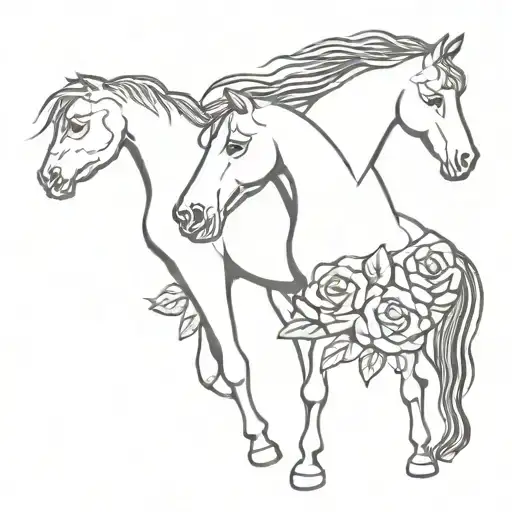 Horse And Girl With Roses