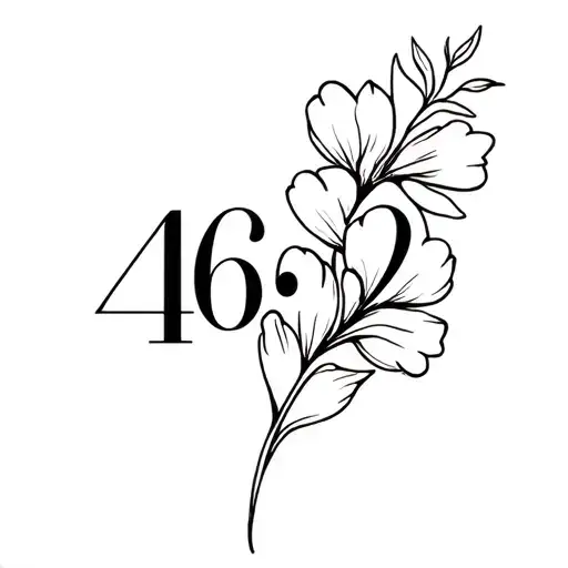 A Floral Tattoo Of The Number 462 For A Woman