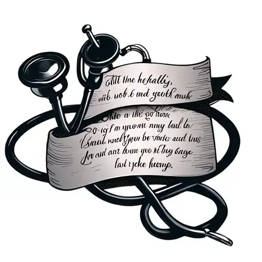 An Intricate Design Combining A Stethoscope And A Bible Verse About Healing