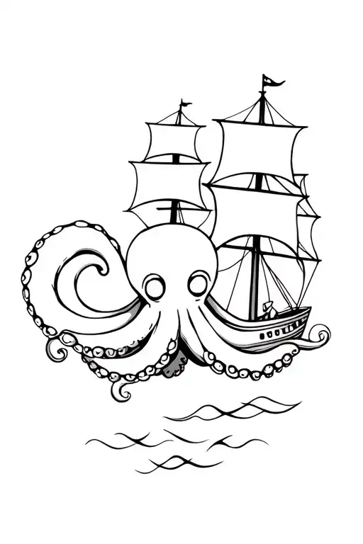 Octopus Holding A Ship