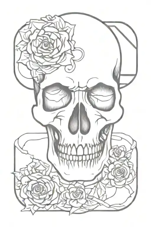 Wife's Name Intertwined With Intricate Skull Design