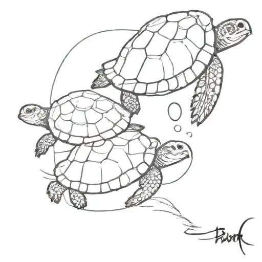 Turtle And Chicken In The Water Together