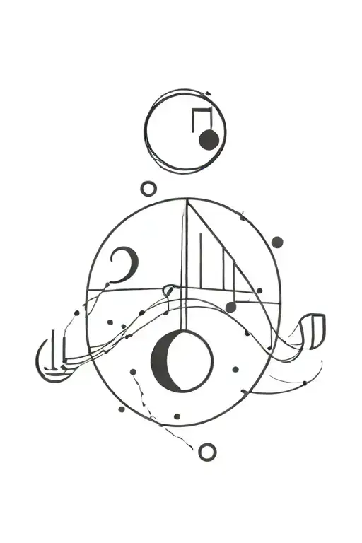 Musical Notes Forming The Different Moon Phases In A Minimalist Style