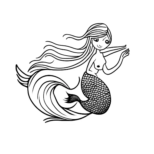 A Simple Mermaid In A Rock