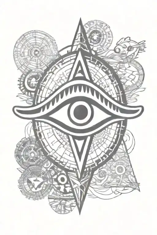 An Eye Of Horus Surrounded By Symbols Of Travel