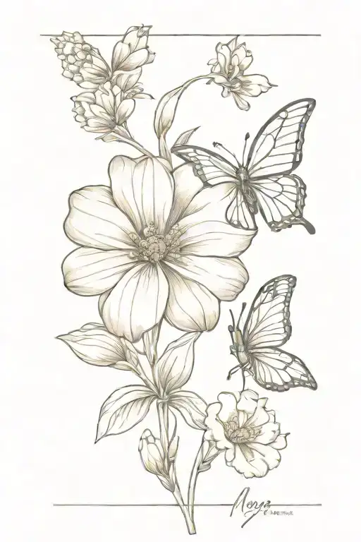 March And May Birth Flowers Held Together By Butterfly