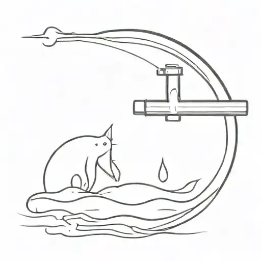 A Minimalist Tattoo Of A Periscope Peeking Out Of The Water