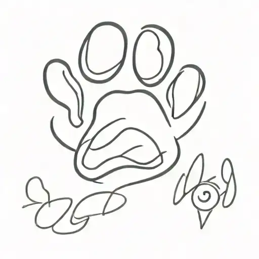 Shitzu Dog Paw Print With The Name Maju Below