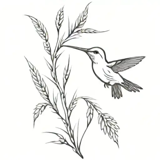 Hummingbird With Wheat
