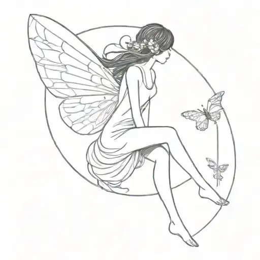 Fairy Flying No Face Simple Design