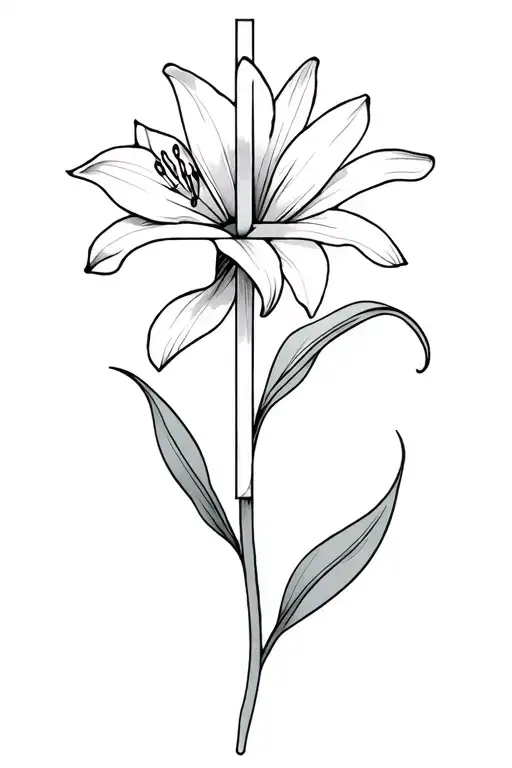 Cross With A Lily Flower