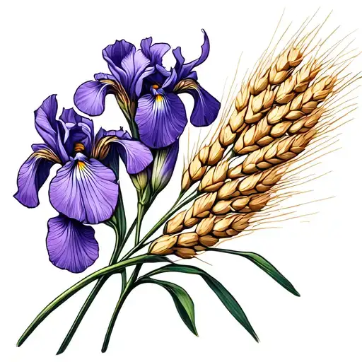 Iris Lilac Wheat Bouquet Fine Line