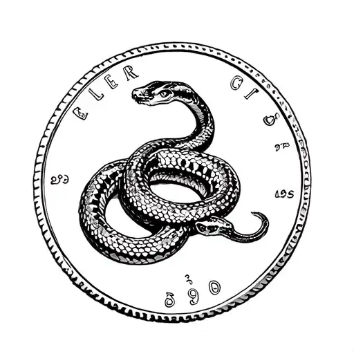 A Simple Sketch Of A Coin With A Rattle Snake On It