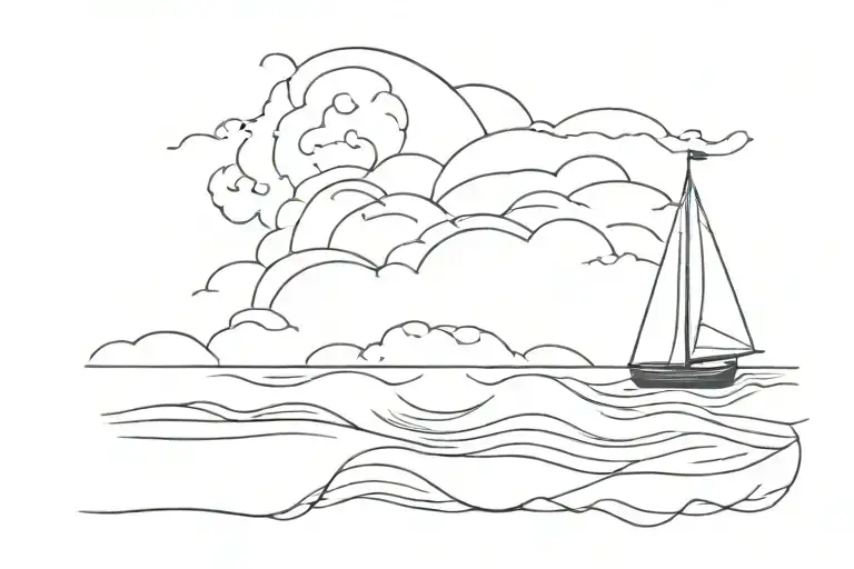 Sail Boat And Storm Waves And Quote Go With The Flow