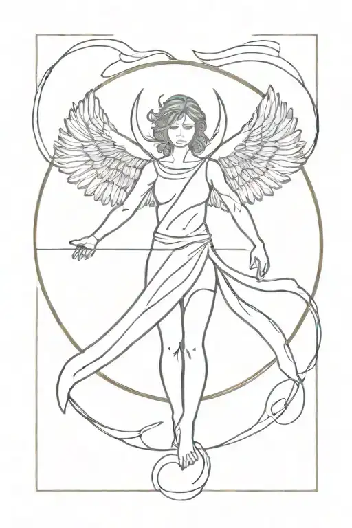Archangle Warrior With Wings Holding Hands In A Circle