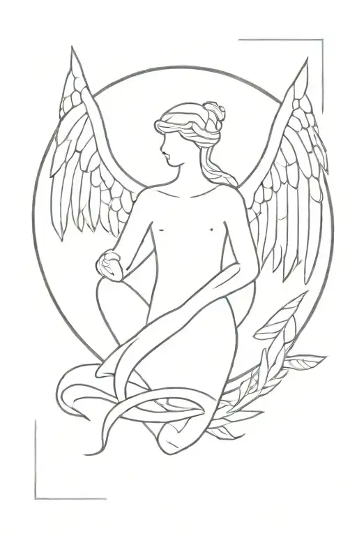 Archangle Warrior With Wings Holding Hands In A Circle