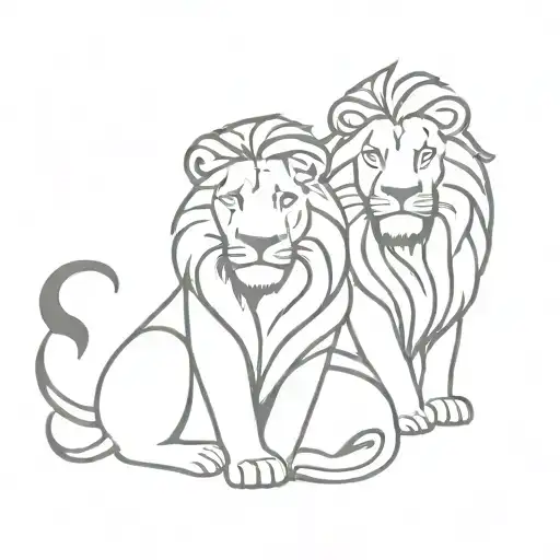 Lion Couple Sitting