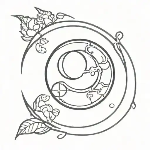 Crest Moon Around Sun With Yen Yang Symbol