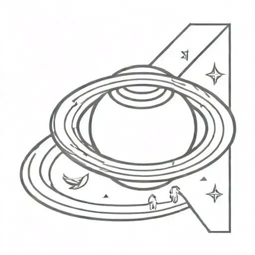 Saturn With An Small Astronaut Flying In Space Surrounded