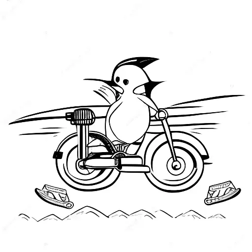Penguin On Motorcycle