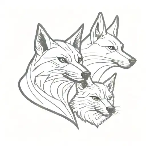 Angry Cardinal Head And Wolf Head Tattoo Holding Each Other