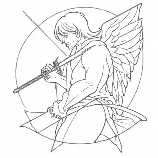 Angel With A Long Katana On His Back