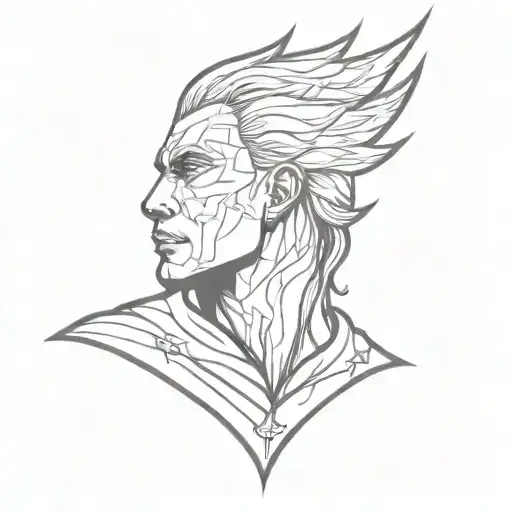 A Mystical Warrior Merging With The Energy Of A Flaming Cardinal Head Profile