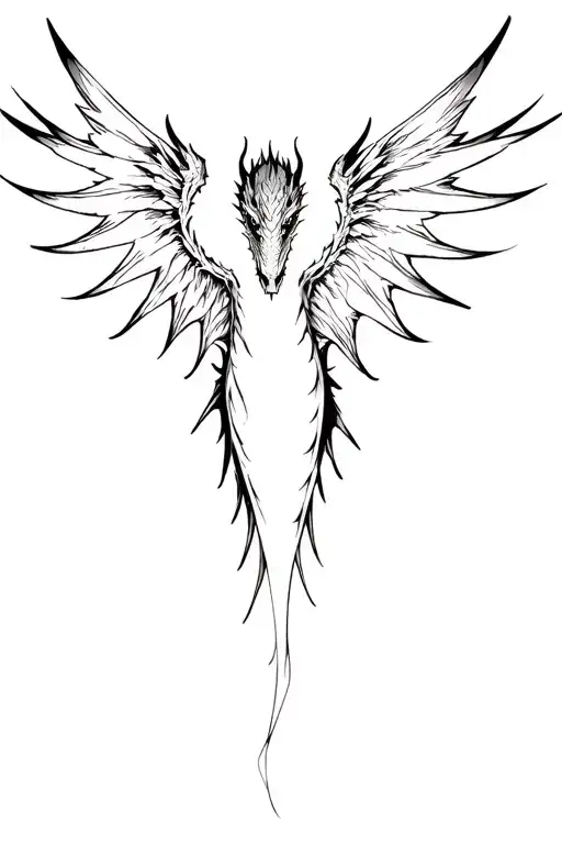 Western Black Dragon Full Body Wings Outstretched