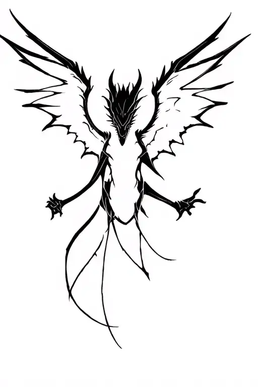 Western Black Dragon Full Body Wings Outstretched