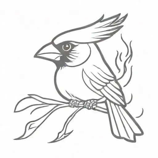 Cardinal Head And Flames