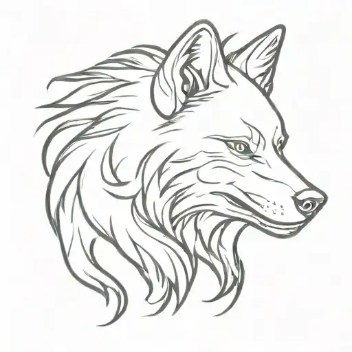 Flaming Wolf Head Emerging Representing Imagination