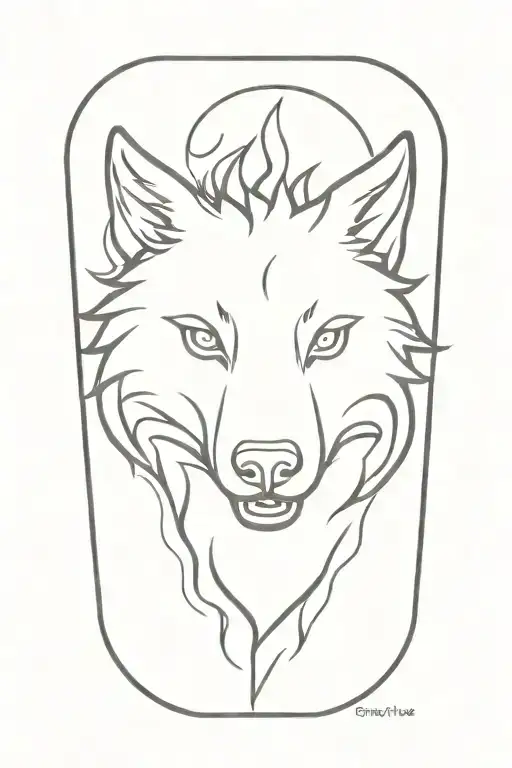 Flaming Wolf Head Emerging Representing Imagination