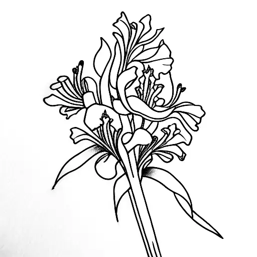 Mini Horizontal Fine Line Gladiolus Stem