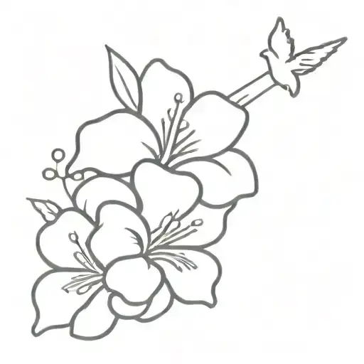 Sunset With An Angel And Hibiscus And Roses