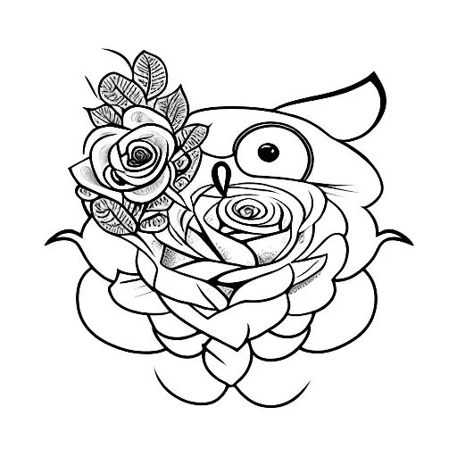 Roses And Owl With Doodle