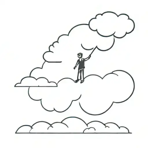 A Little Man Taking Off With A Cloud For A Head