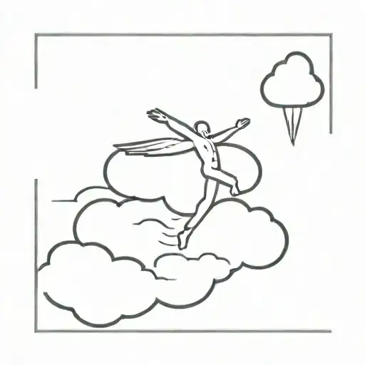 A Flying Man With A Cloud Head