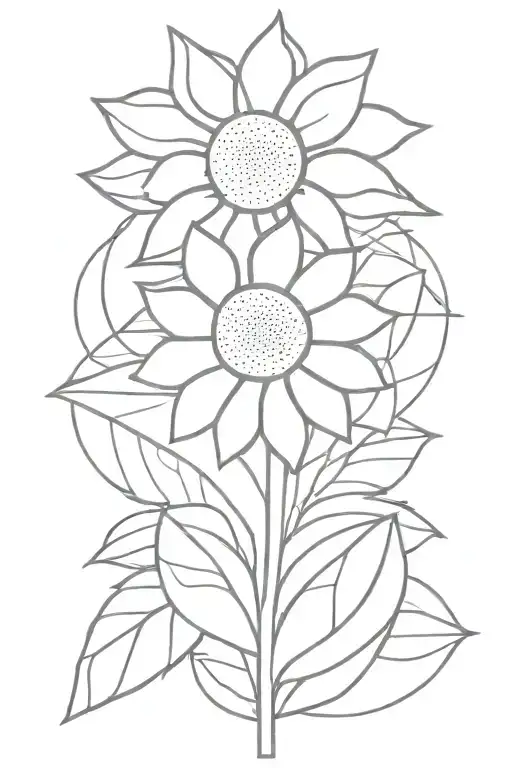 Sunflower With Geometric Figures