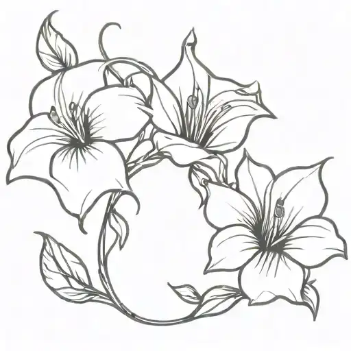 Morning Glory Flower And Lily Intertwined