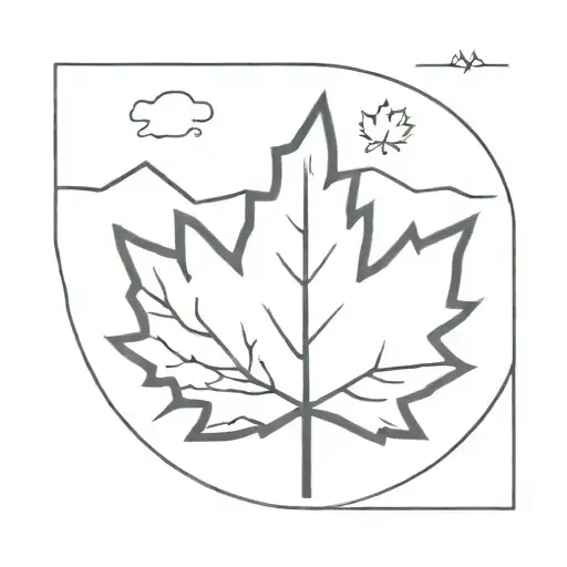 Maple Leaf With Mountains Inside