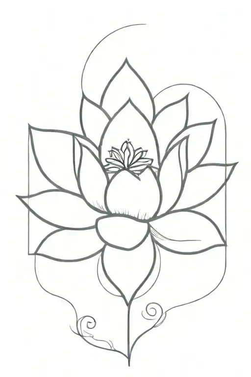 Feminine Unalome Symbol With Lotus Flower Blooming