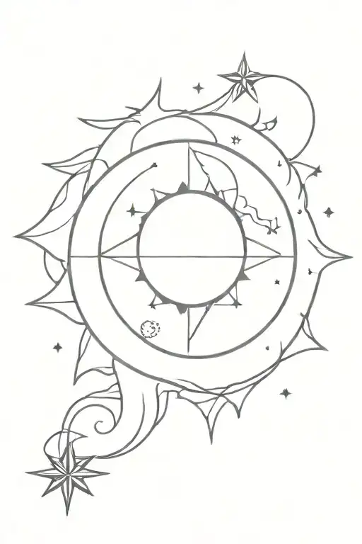 Balance Sun Moon Compass Wave Stars