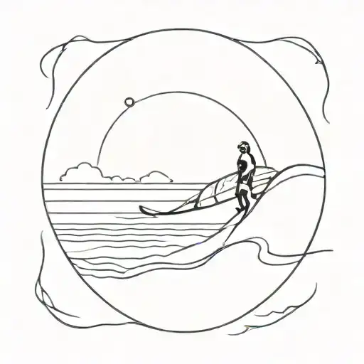 Surfer Looking At Sunset