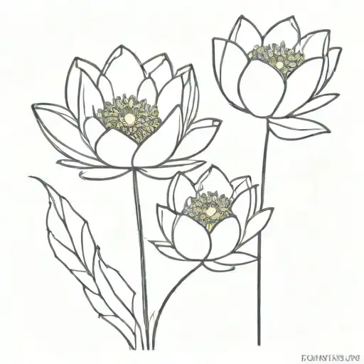 Water Lilly And Poppy Flower Growing Together